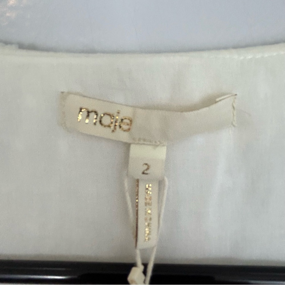 MWT Maje Plumeti Cropped White Wrap Ruffle V-neck Wrap Blouse Size 2 NEW - Picture 13 of 15